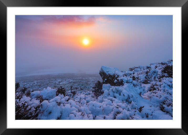 Winter Sunrise from Lantern Pike in Derbyshire Framed Mounted Print by John Finney