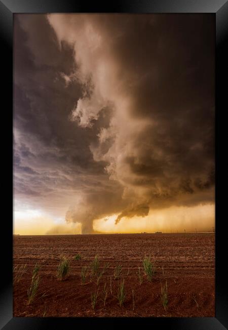 Tornado near the town of Floydada, Texas Framed Print by John Finney