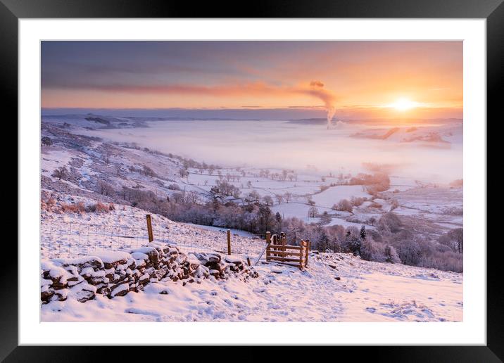 Hope Valley Winter Sunrise  Framed Mounted Print by John Finney