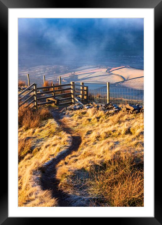 Stile on Mount Famine looking towards Chinley Framed Mounted Print by John Finney