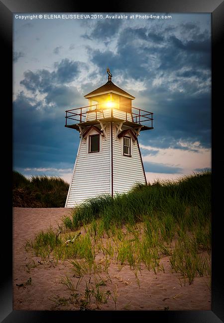 Dusk at Covehead Harbour Lighthouse, PEI, Canada.  Framed Print by ELENA ELISSEEVA