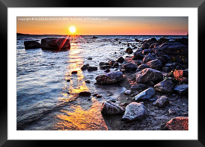 Sunset over water Framed Mounted Print by ELENA ELISSEEVA