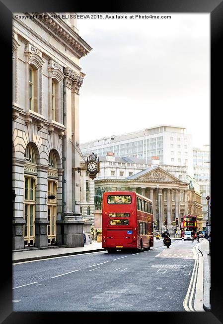 London street with view of Royal Exchange building Framed Print by ELENA ELISSEEVA