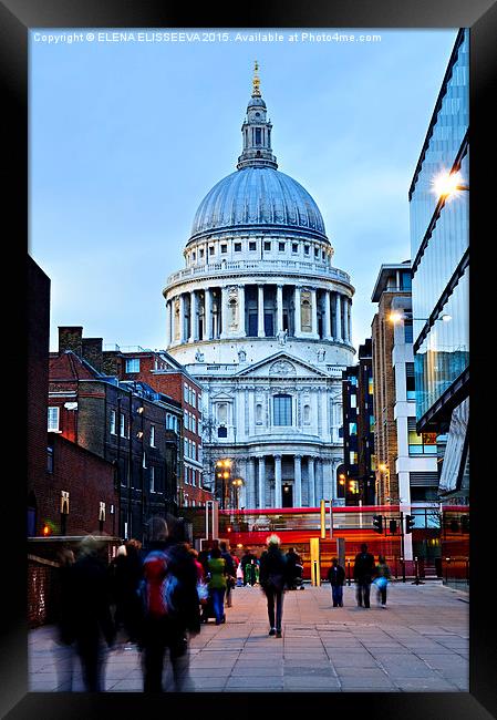 St. Paul's Cathedral in London at dusk Framed Print by ELENA ELISSEEVA