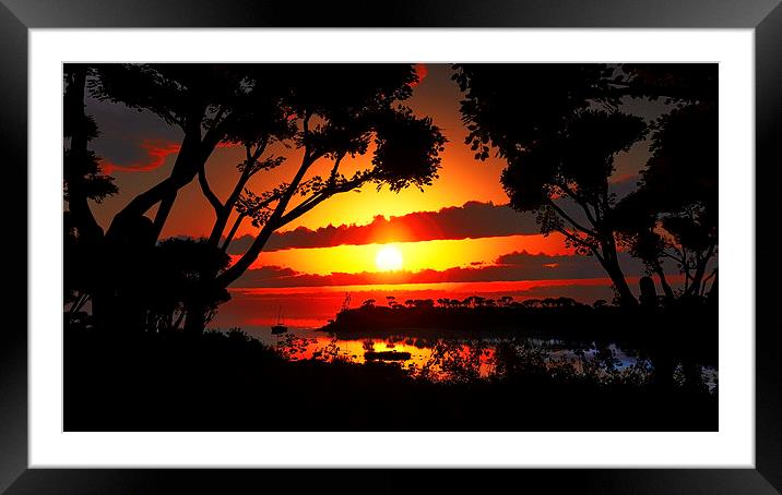 Sunset over beautiful lake region Framed Mounted Print by Dariusz Miszkiel