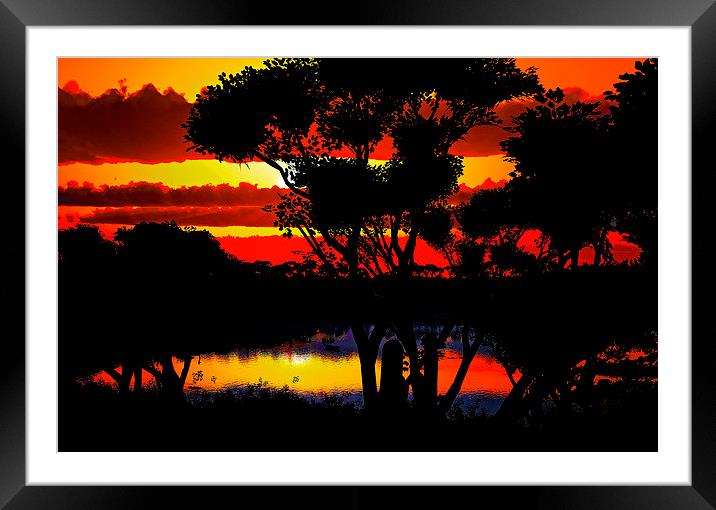 Sunset over beautiful lake region Framed Mounted Print by Dariusz Miszkiel