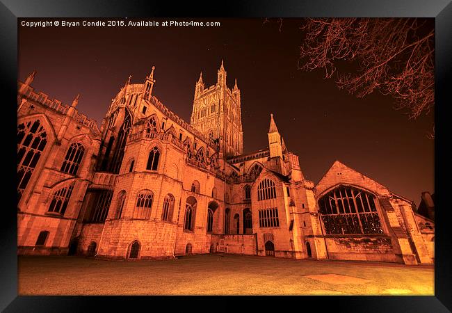  Gloucester Cathedral by Night Framed Print by Bryan Condie