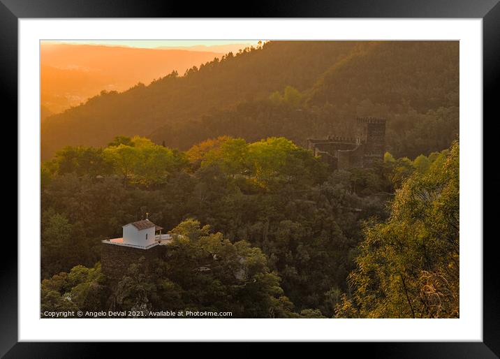 Arouce Castle at sunset in Lousa Framed Mounted Print by Angelo DeVal