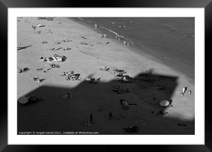Peneco beach scene in Monochrome Framed Mounted Print by Angelo DeVal