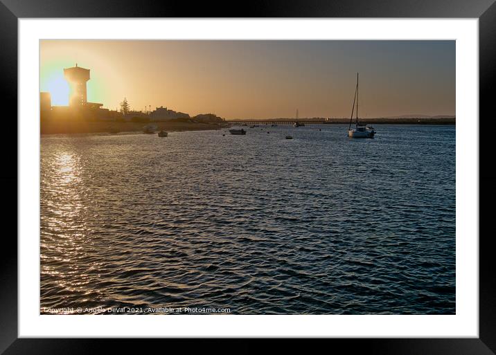 Sunset Time in Faro Island. Algarve Framed Mounted Print by Angelo DeVal