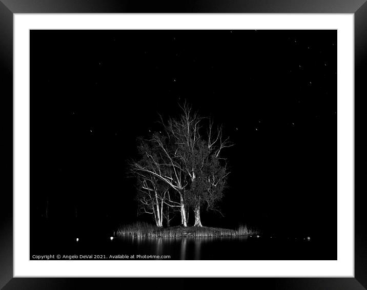 Sao Domingos Beach Islet at Night in Monochrome Framed Mounted Print by Angelo DeVal