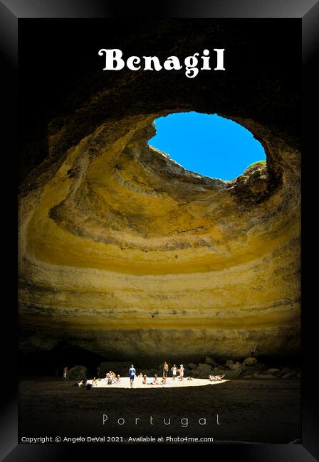 Benagil Cave - Travel Art Algarve Framed Print by Angelo DeVal