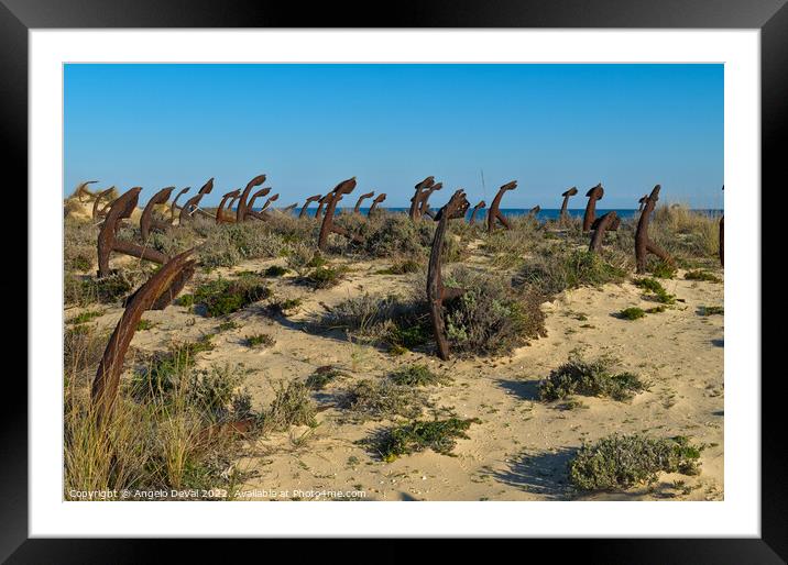 Anchors On The Beach Dunes. Algarve Framed Mounted Print by Angelo DeVal