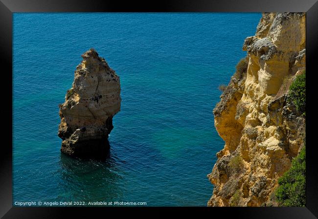 Cliffs and Ocean in Carvoeiro Framed Print by Angelo DeVal