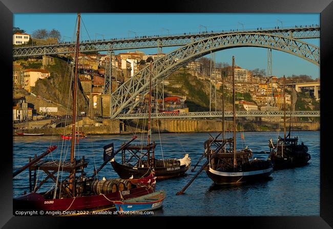 Douro Riverside in Porto Framed Print by Angelo DeVal