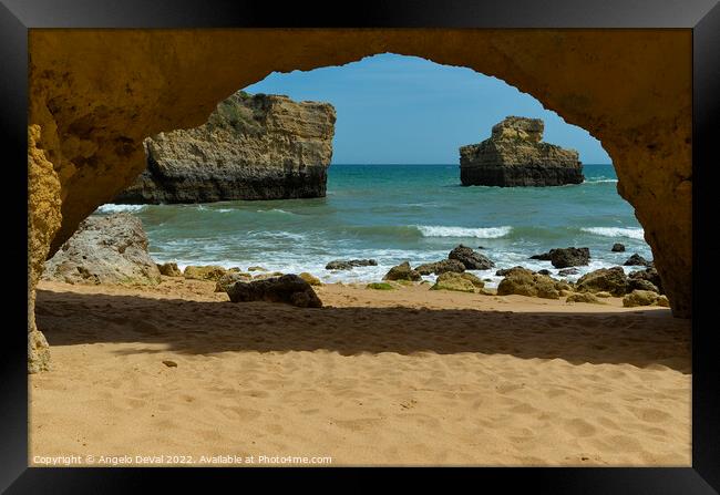 Ninho da Andorinha Beach Entrance in Albufeira Framed Print by Angelo DeVal