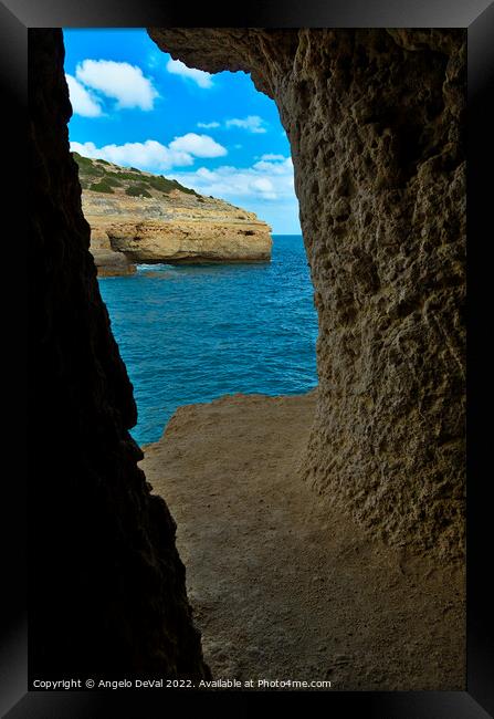 Carvalho Beach Cliff Cave. Portugal Framed Print by Angelo DeVal