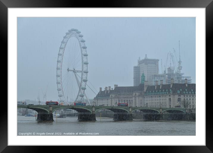 View of London during a snowy day Framed Mounted Print by Angelo DeVal
