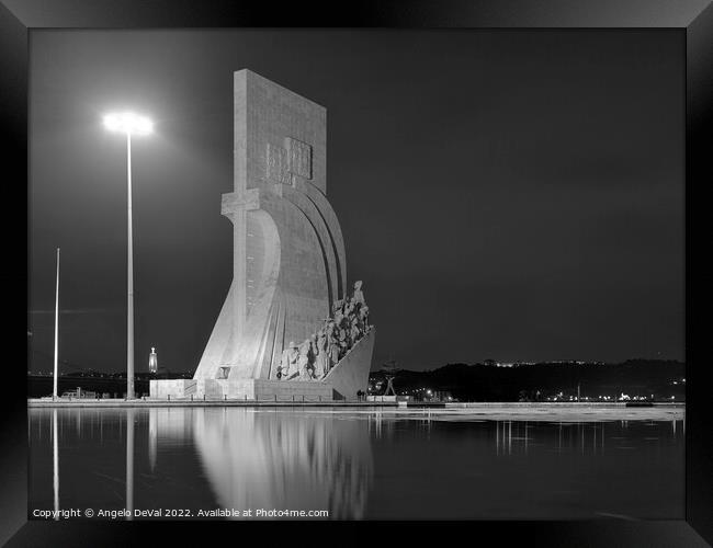 Padrao dos Descobrimentos view at night in Lisbon Framed Print by Angelo DeVal
