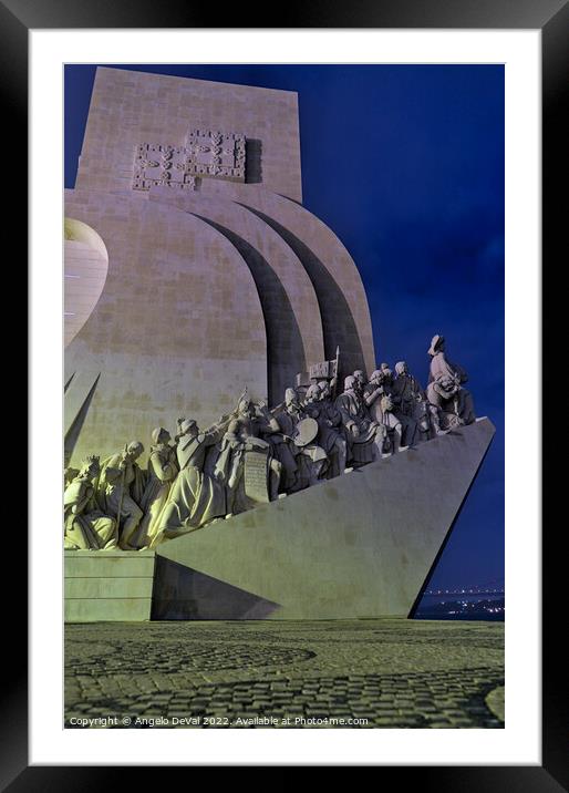 Padrao dos Descobrimentos at night in Lisbon Framed Mounted Print by Angelo DeVal