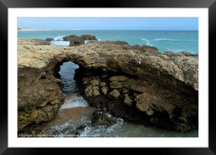 Rock formation in Aveiros Beach, Albufeira Framed Mounted Print by Angelo DeVal
