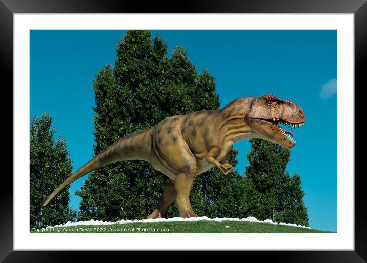 T-Rex Statue in Lourinha Framed Mounted Print by Angelo DeVal