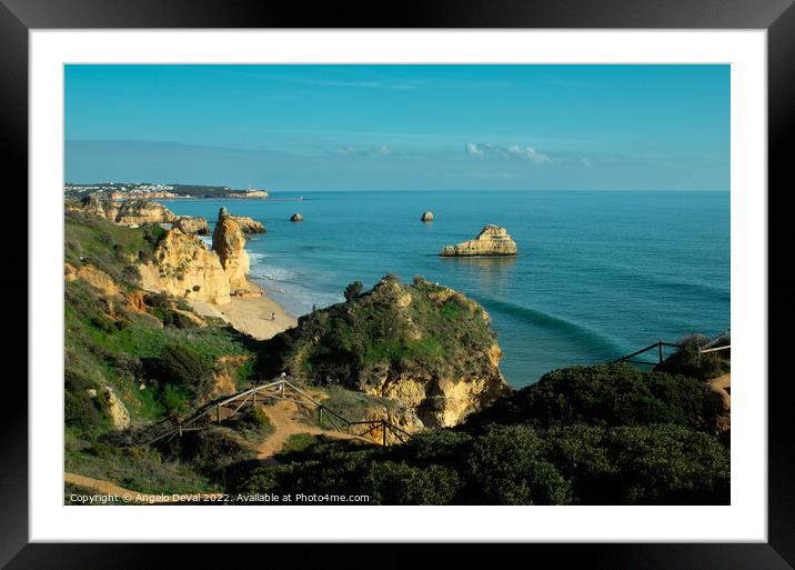 Praia da Rocha Cliffs in Algarve Framed Mounted Print by Angelo DeVal