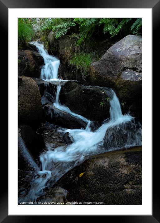 Little waterfall by Gralheira river in Carvalhais Framed Mounted Print by Angelo DeVal