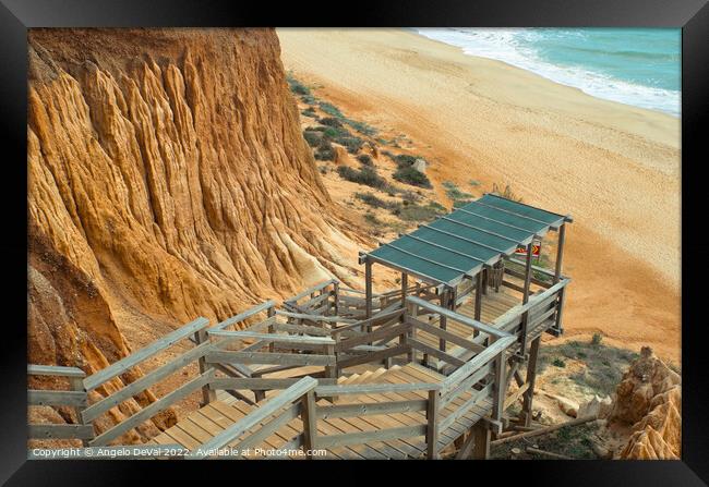 Falesia Beach Stairs Framed Print by Angelo DeVal