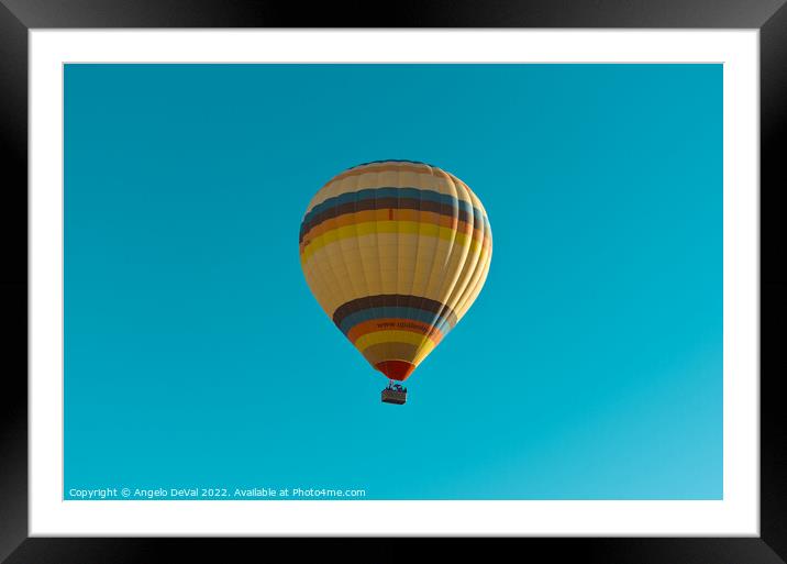 Hot Air Balloon on a Blue Sky in Alentejo Framed Mounted Print by Angelo DeVal