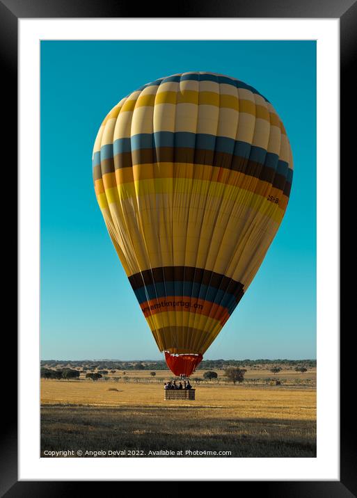 Hot Air Balloon on Alentejo Fields Framed Mounted Print by Angelo DeVal