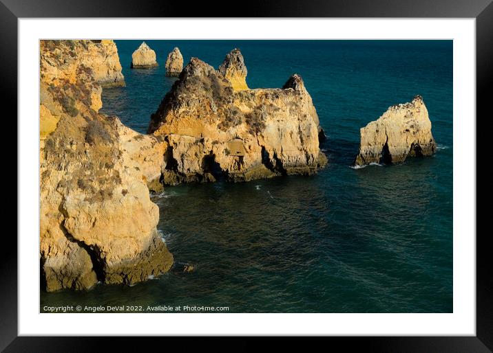 Three Brothers Beach from the cliff in Algarve Framed Mounted Print by Angelo DeVal