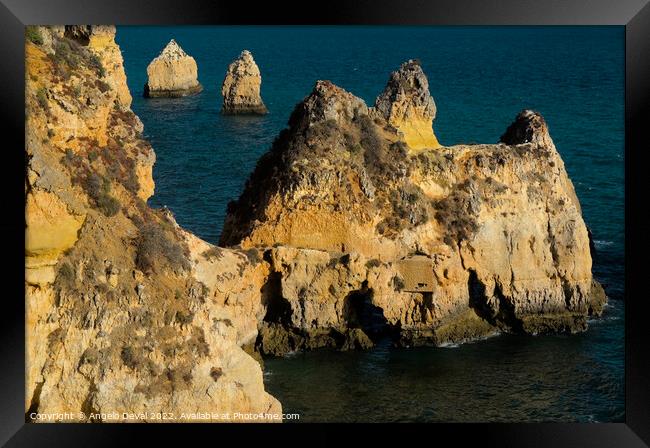 Three Brothers Beach overview in Algarve Framed Print by Angelo DeVal