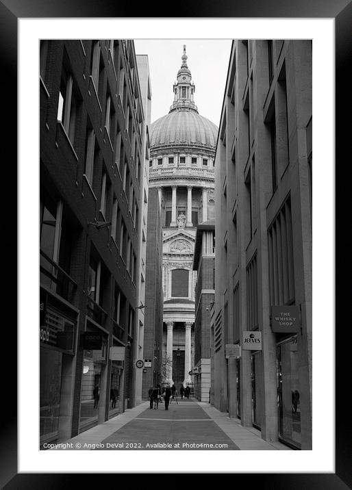 Canon Aly and St Pauls Cathedral in London - Monochrome Framed Mounted Print by Angelo DeVal