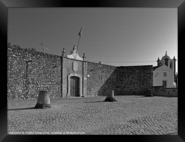 Cacela Velha Fort Square in Monochrome Framed Print by Angelo DeVal