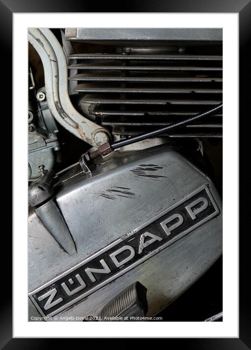 Classic Zundapp bike engine block detail Framed Mounted Print by Angelo DeVal