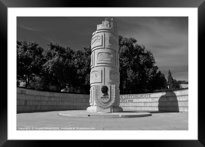Duarte Pacheco Monument in Loule - Monochrome Framed Mounted Print by Angelo DeVal