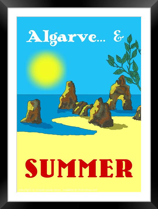 Algarve and Summer. Vintage Mosaic Illustration Framed Mounted Print by Angelo DeVal