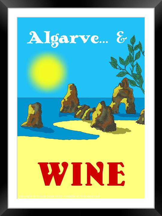 Algarve and Wine. Vintage Mosaic Illustration Framed Mounted Print by Angelo DeVal