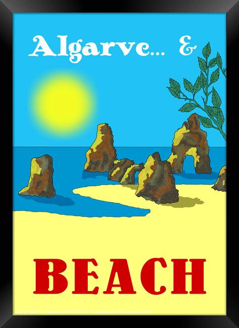 Algarve and Beach. Vintage Mosaic Illustration Framed Print by Angelo DeVal
