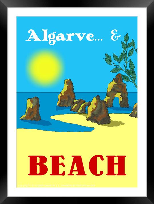 Algarve and Beach. Vintage Mosaic Illustration Framed Mounted Print by Angelo DeVal