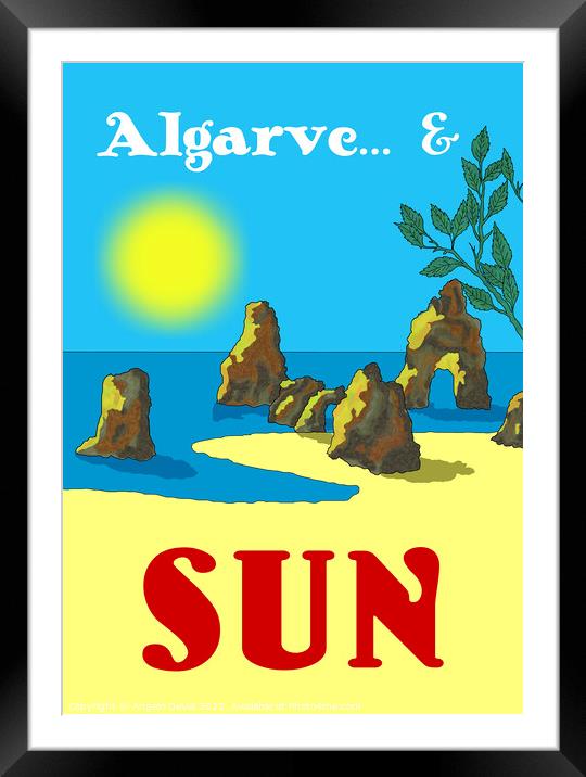 Algarve and Sun. Vintage Mosaic Illustration Framed Mounted Print by Angelo DeVal