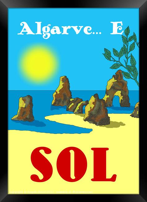 Algarve E Sol. Vintage Mosaic Illustration Framed Print by Angelo DeVal