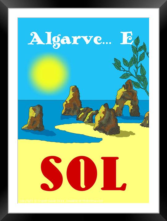 Algarve E Sol. Vintage Mosaic Illustration Framed Mounted Print by Angelo DeVal