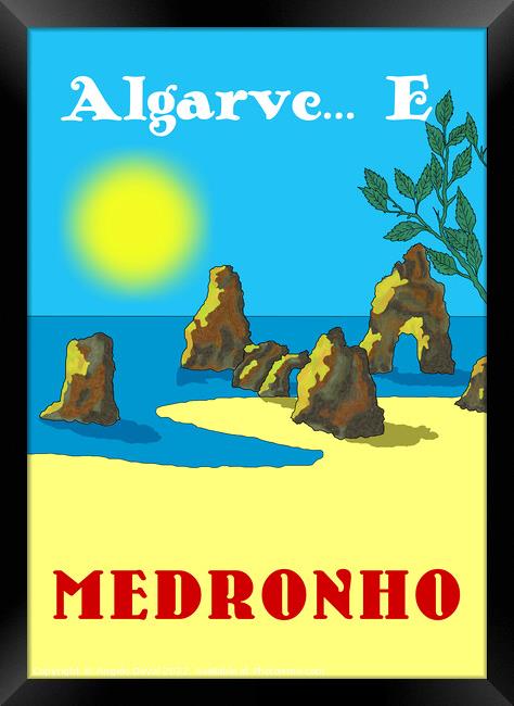 Algarve E Medronho v2. Vintage Mosaic Illustration Framed Print by Angelo DeVal