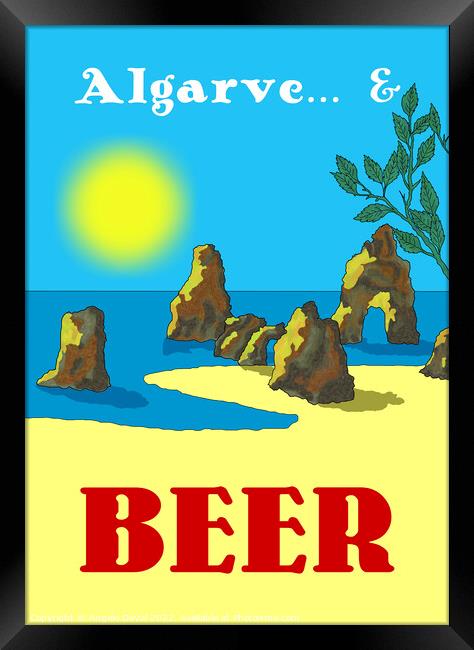 Algarve and Beer. Vintage Mosaic Illustration Framed Print by Angelo DeVal