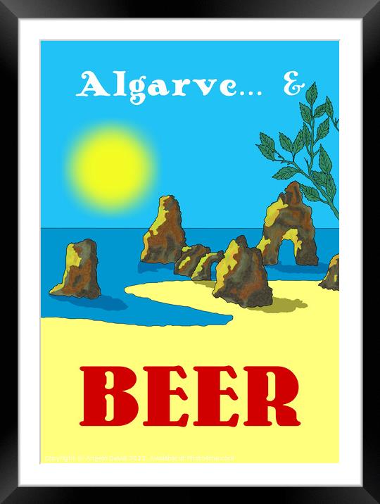Algarve and Beer. Vintage Mosaic Illustration Framed Mounted Print by Angelo DeVal