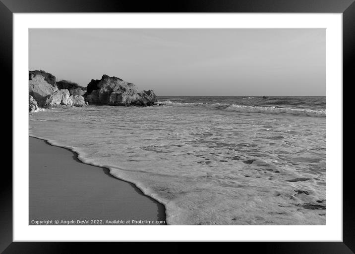 Quiet Waves in Gale Beach - Monochrome Framed Mounted Print by Angelo DeVal
