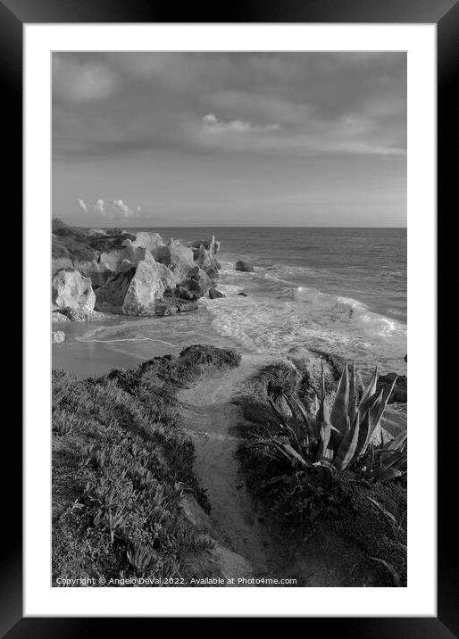 View of Gale Over Cliffs - Monochrome Framed Mounted Print by Angelo DeVal