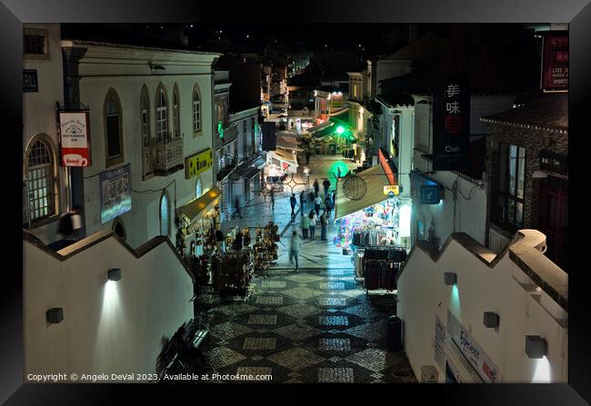Tunnel Street at Night in Albufeira Framed Print by Angelo DeVal